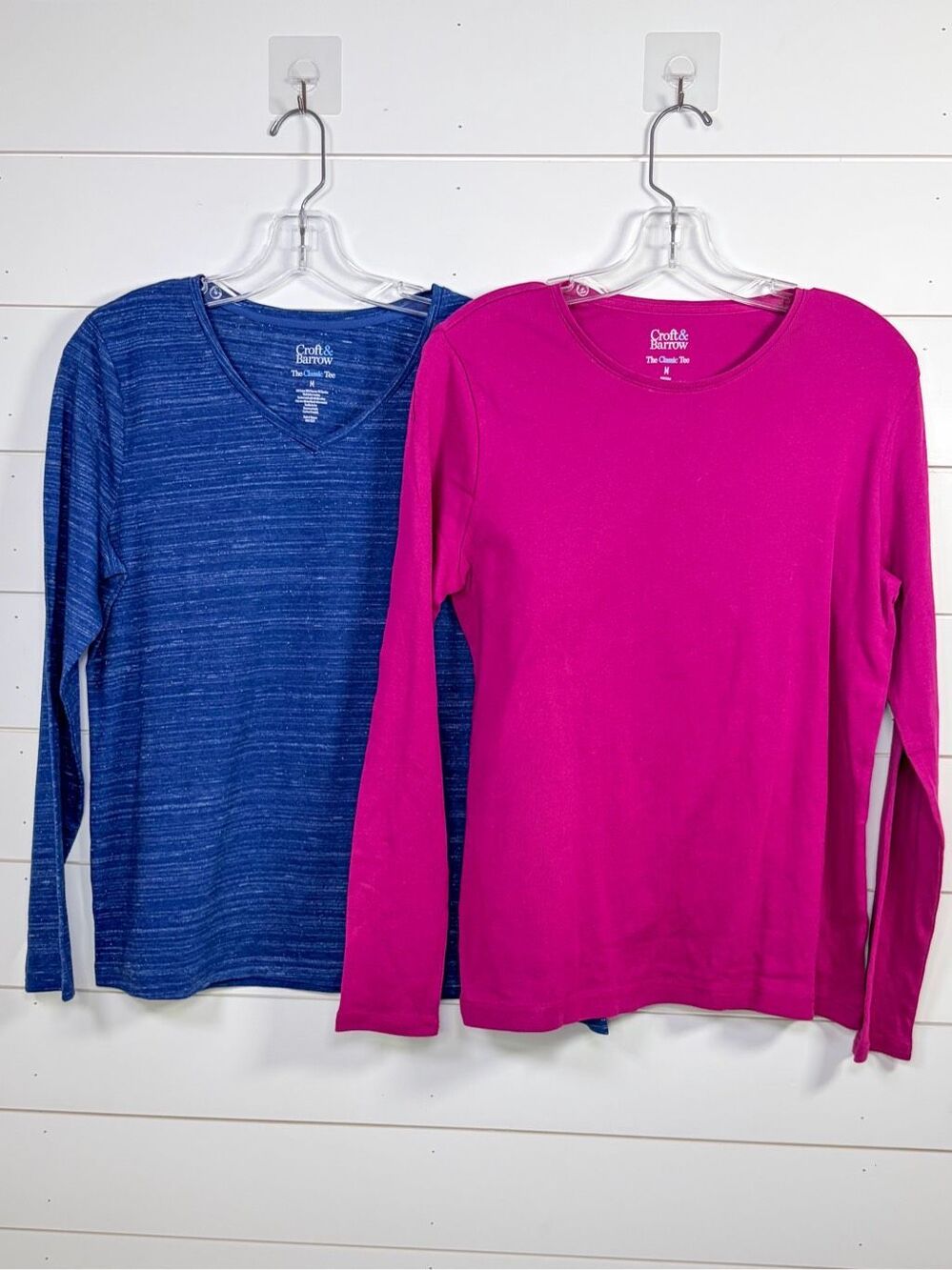NWOT Croft & Barrow Women's “The Classic Tee” T-Shirt Blue Pink Medium Set of 2